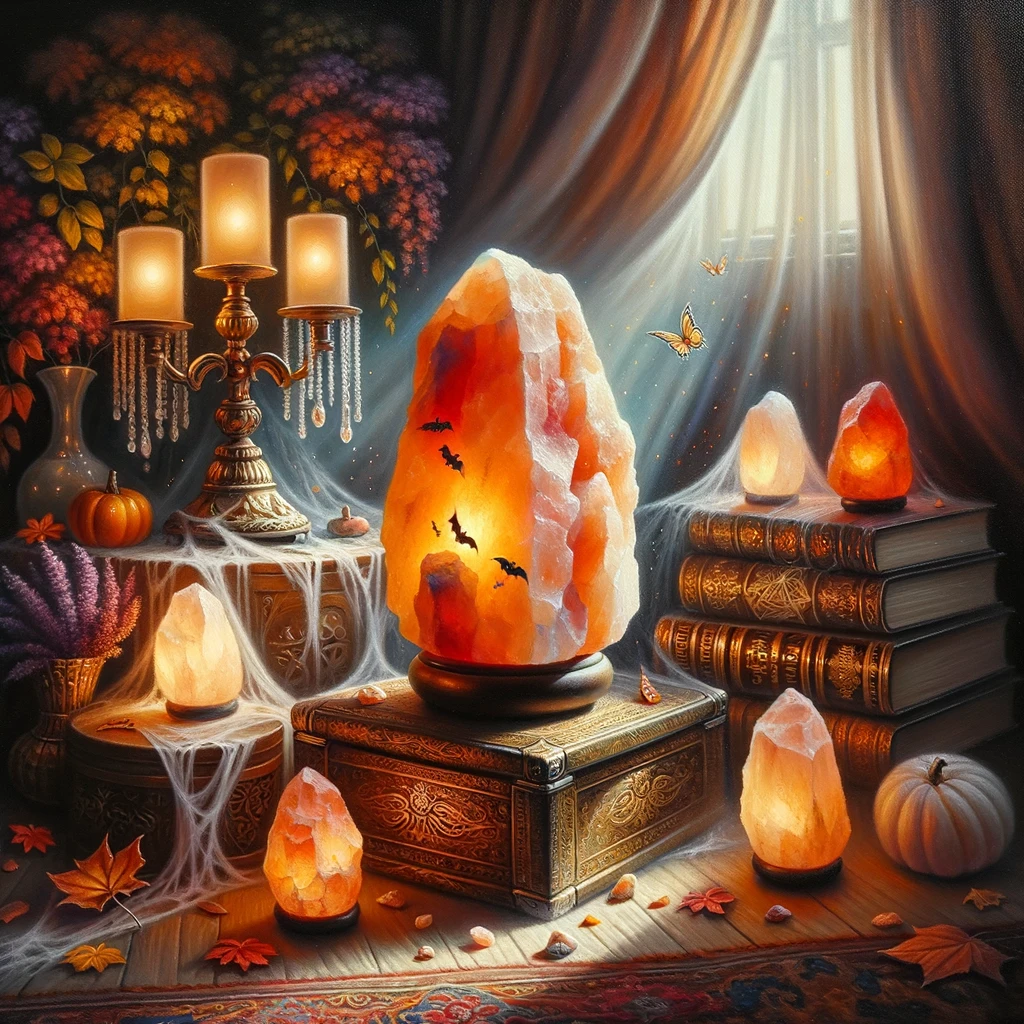 Illuminating Shadows Himalayan Salt Lamps for a Hauntingly
