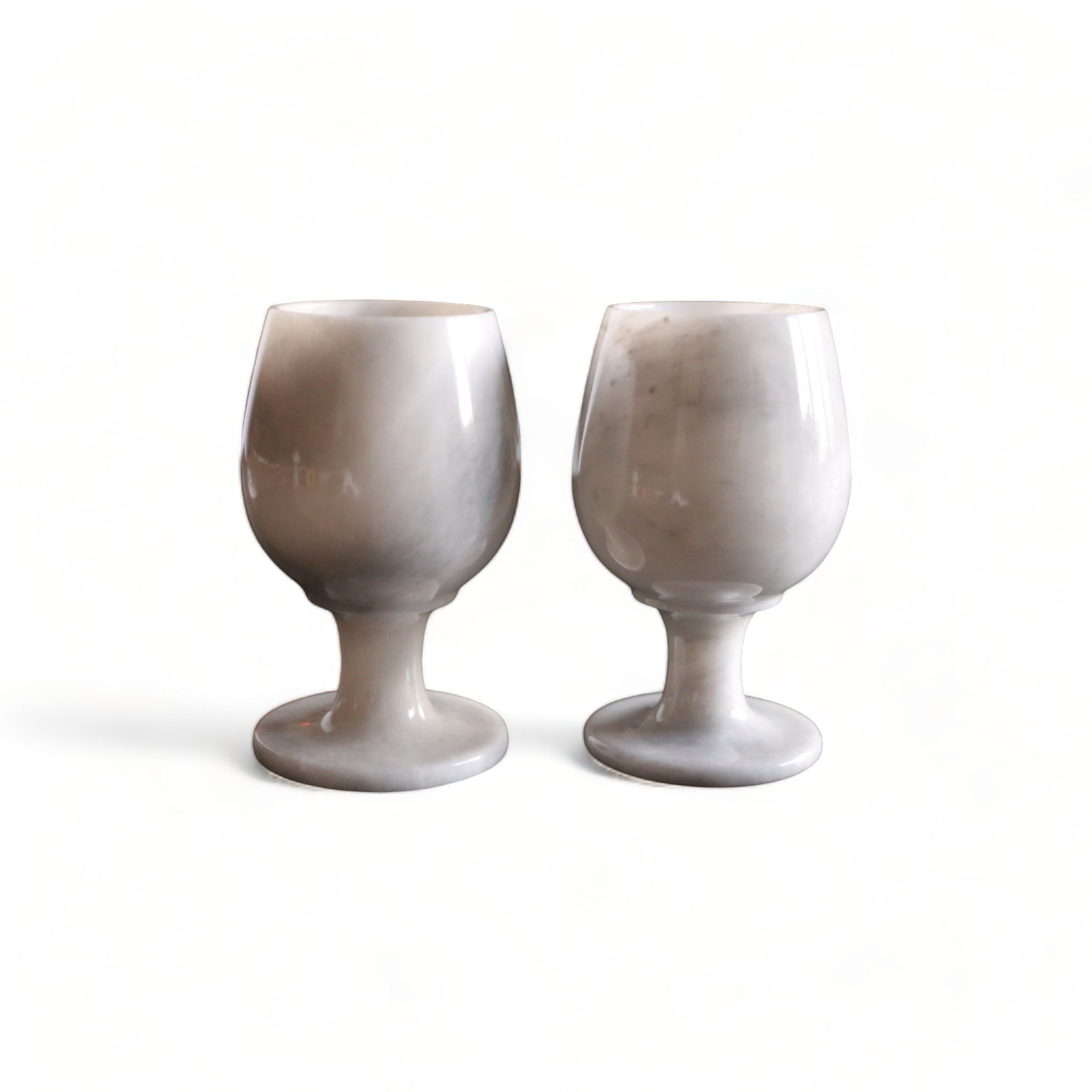Elegant White Marble Goblet Set of 2 - Luxurious Home Accent