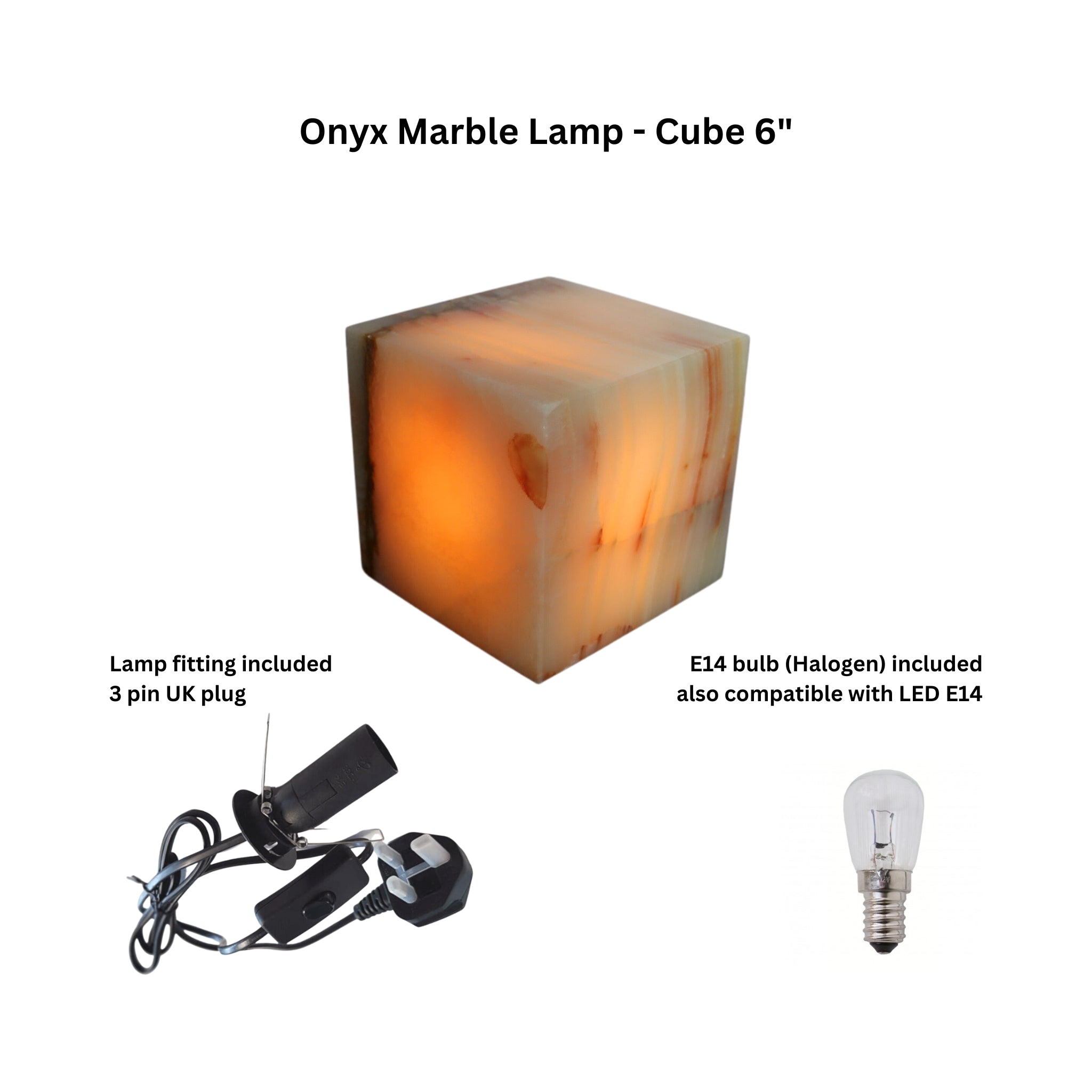 Onyx Lamp - Cube 6in