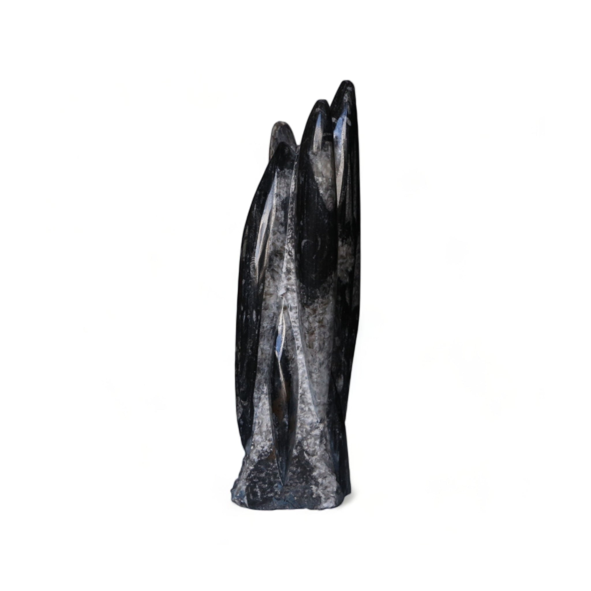 Orthoceras Fossil Tower Sculpture - Majestic 35cm Rustic Elegance for Home Décor
