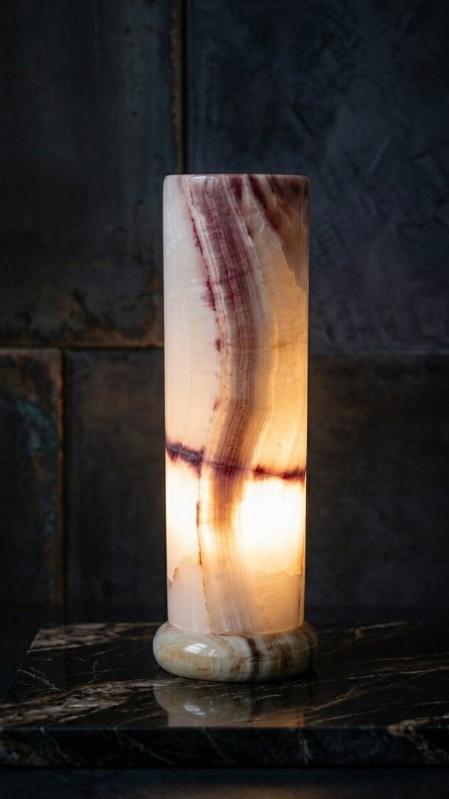 Onyx Cylinder Lamp 10"