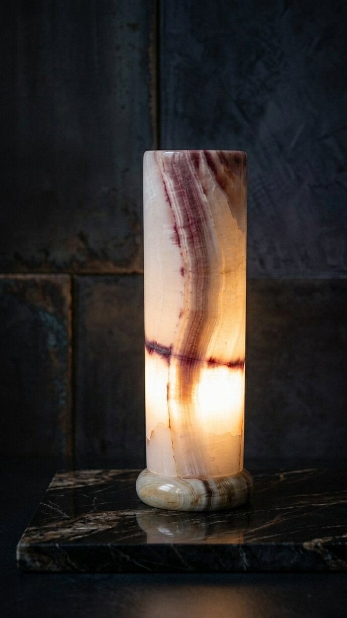 Onyx Cylinder Lamp 10"