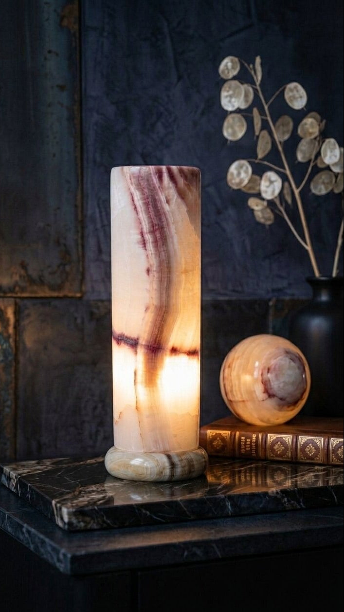 Onyx Cylinder Lamp 10"