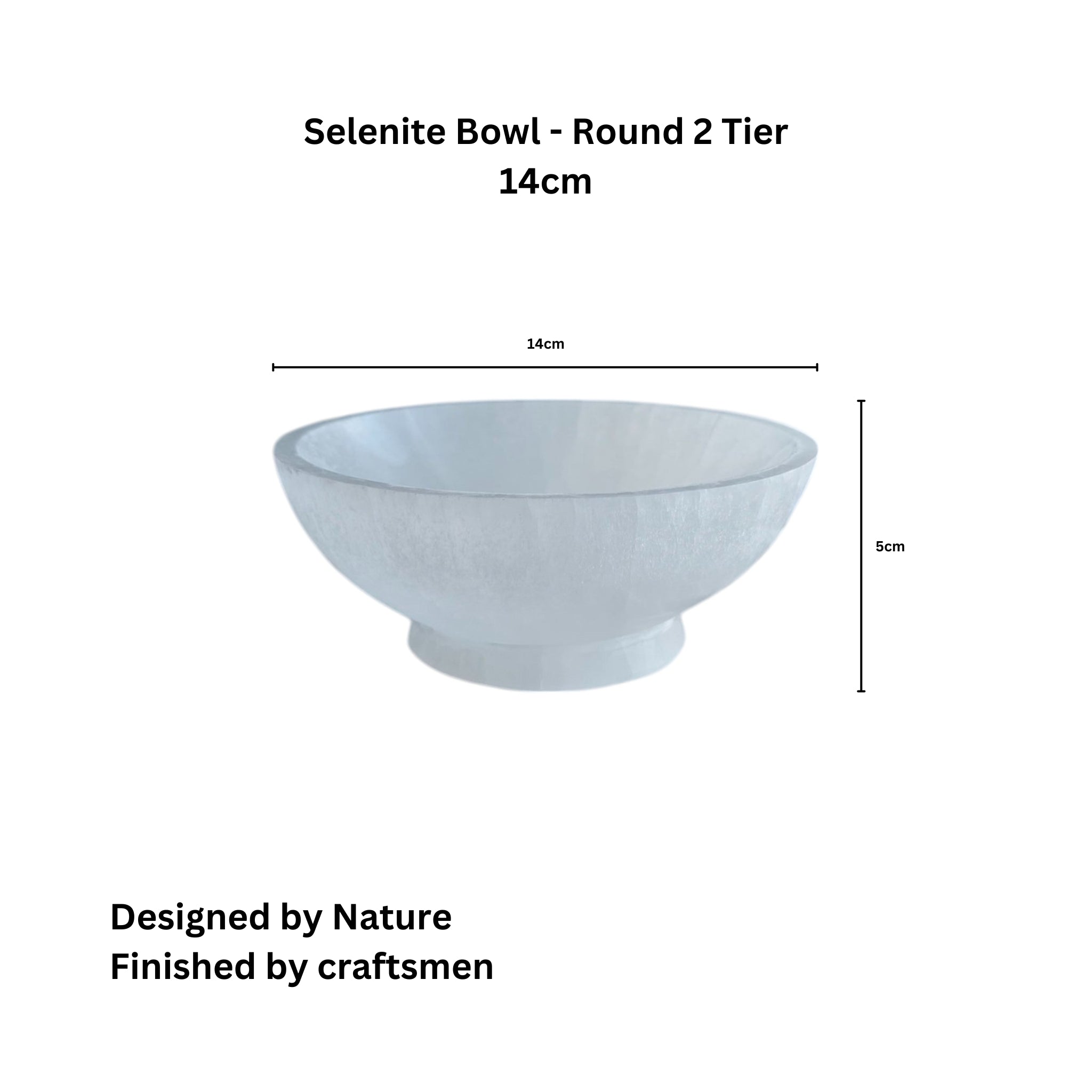 Selenite Crystal Bowl – 14cm Round Healing Bowl with base | Handcrafted Energy Cleansing Bowl