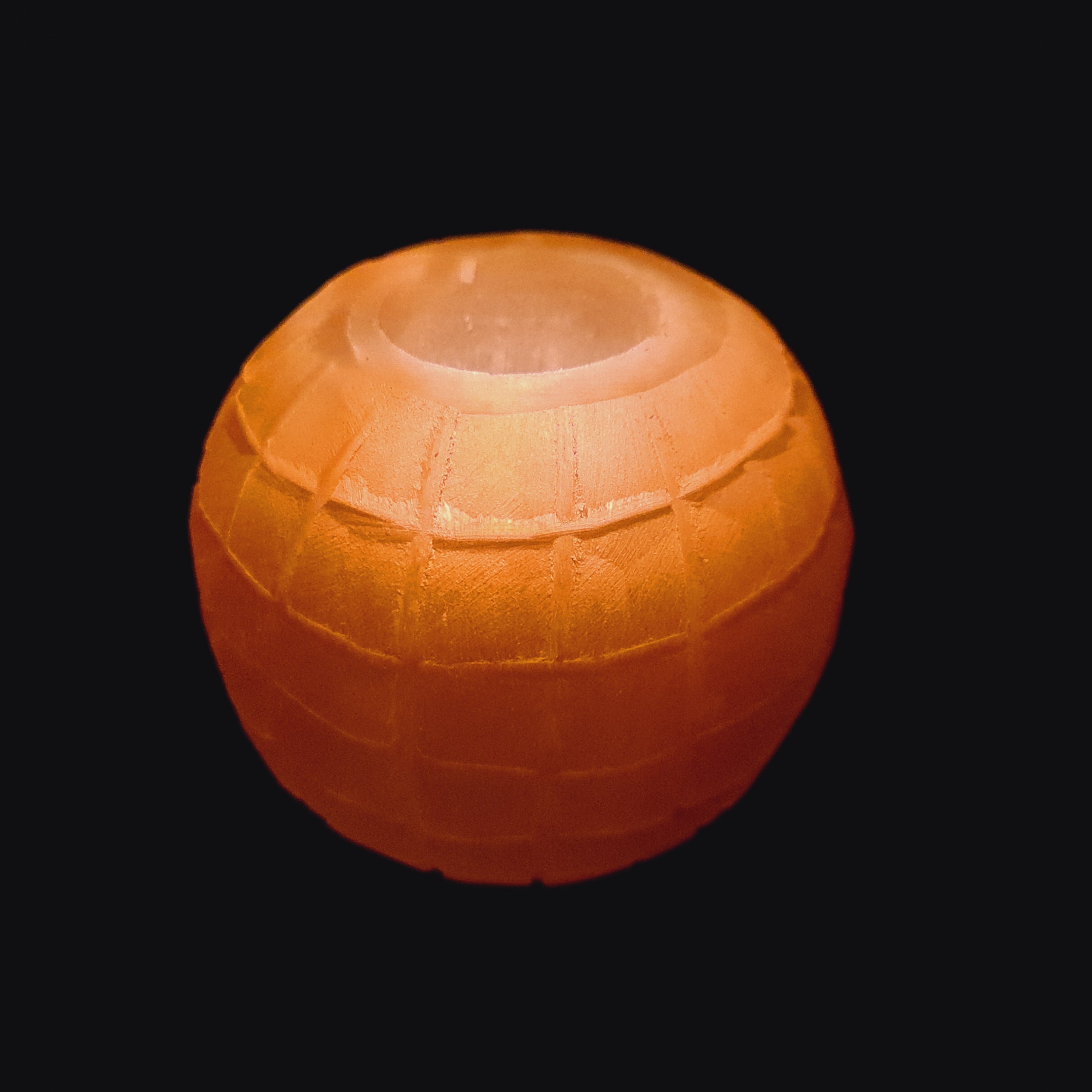 Orange Selenite Tealight holder  - Grenade
