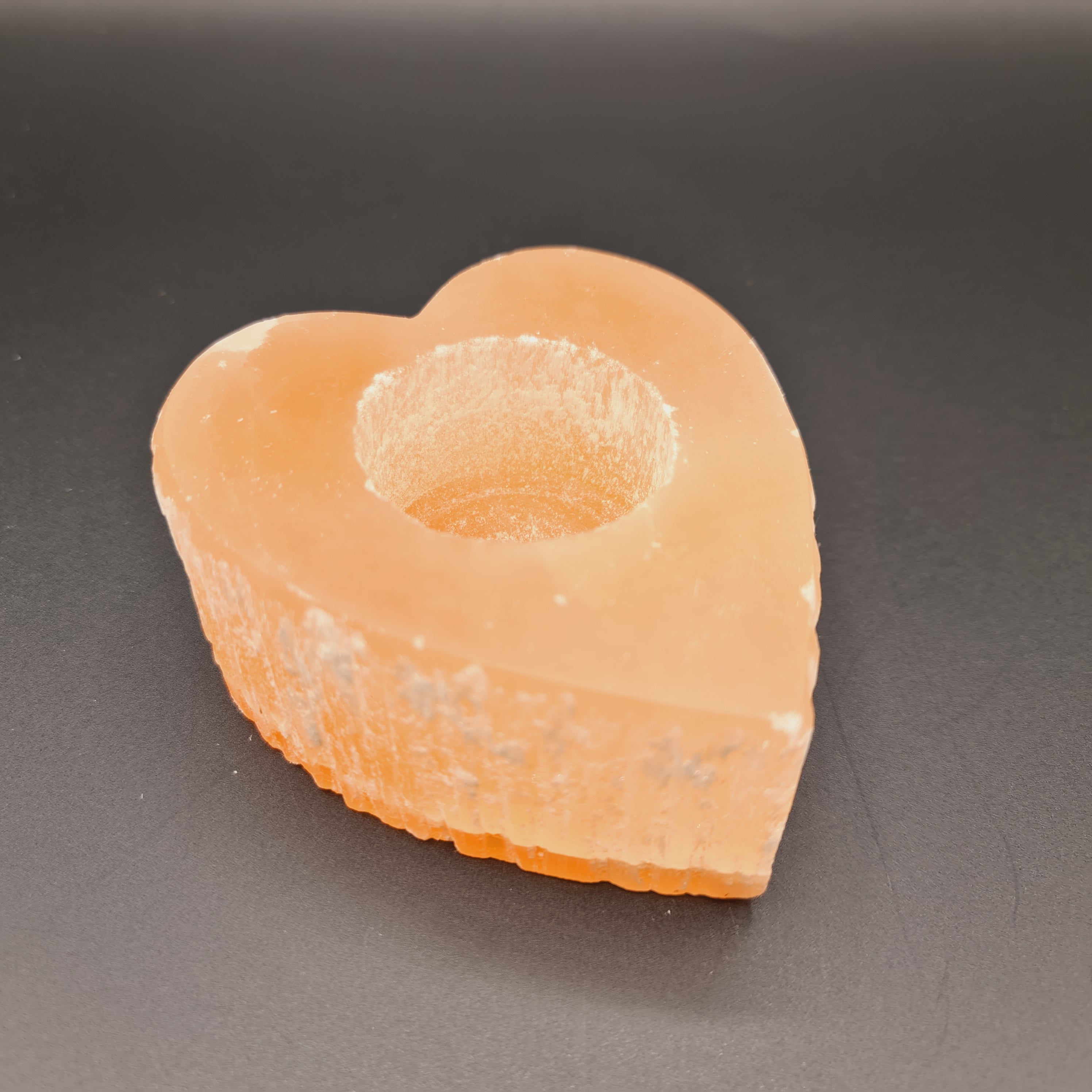 Orange Selenite Tealight Holder - Heart