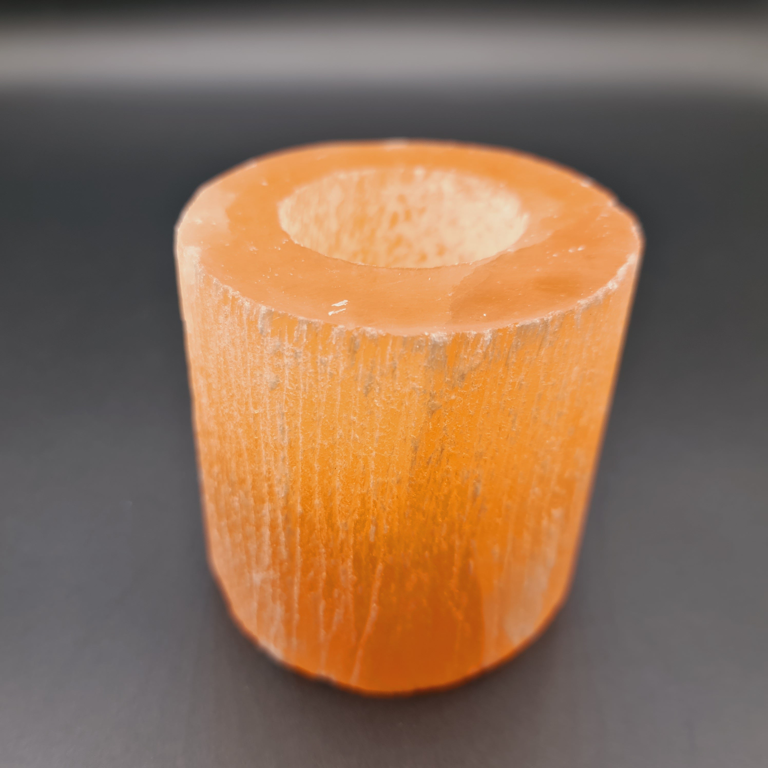 Orange Selenite Tealight Holder - Cylinder