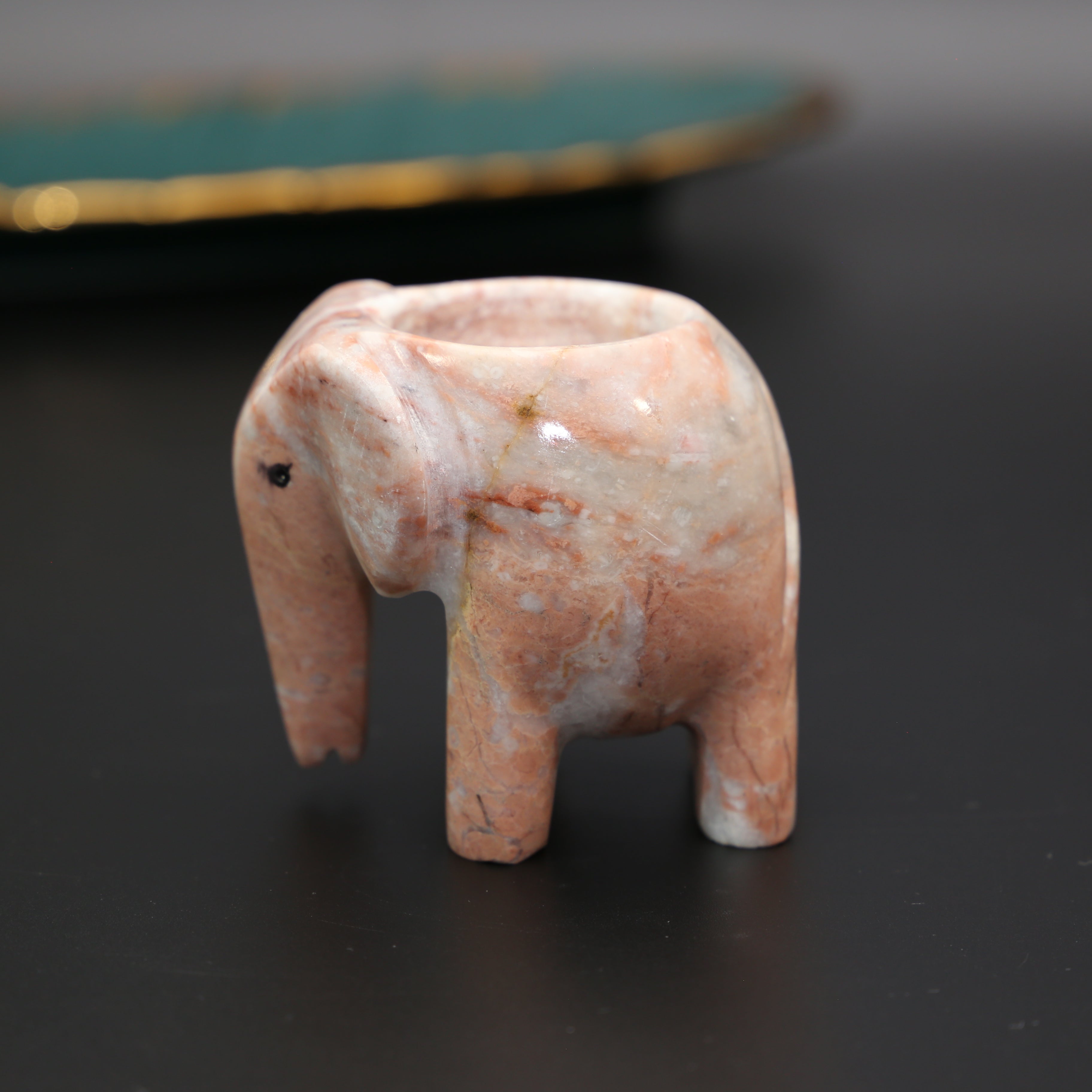 Pink Onyx Elephant Tea Light Holder