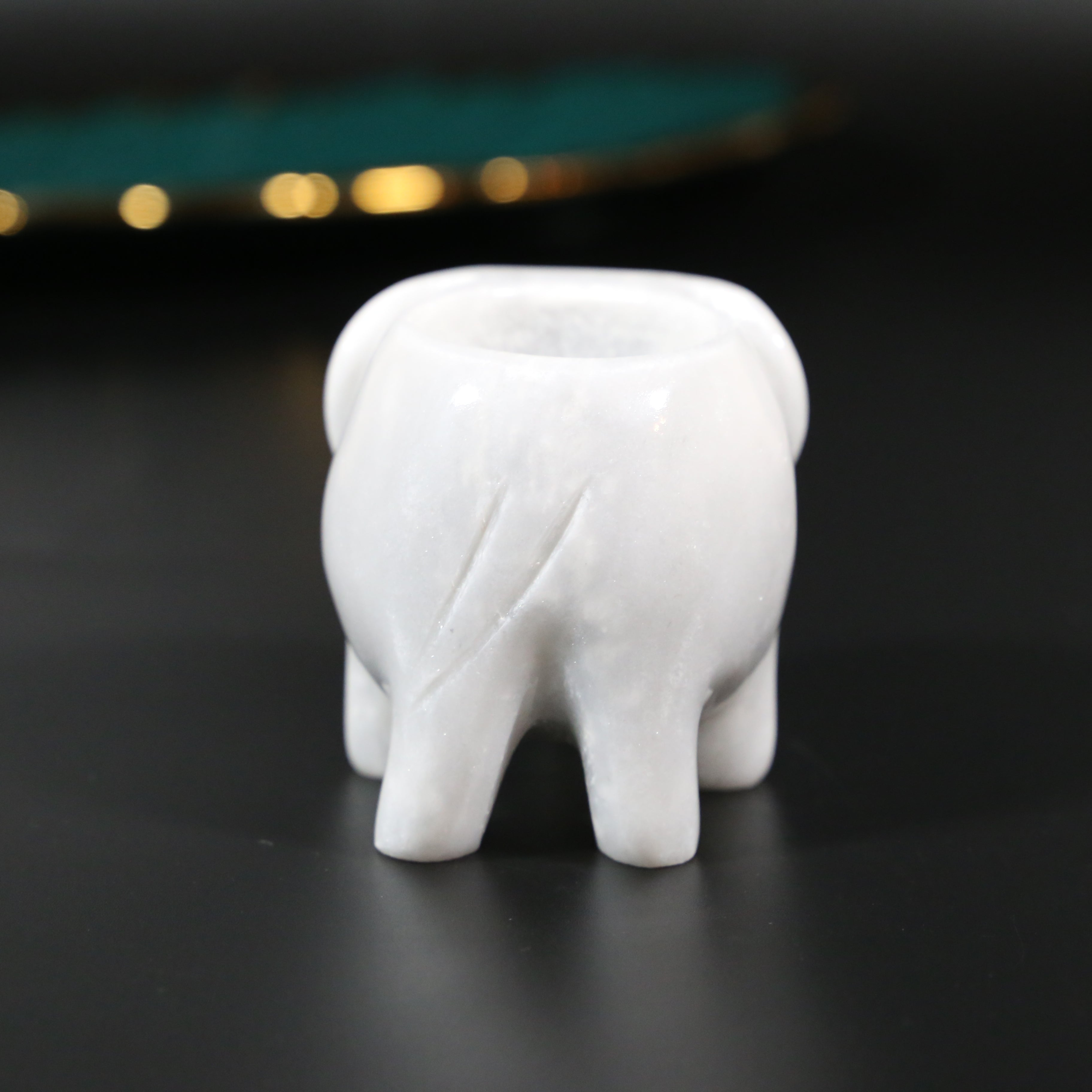 White Onyx Elephant Tea Light Holder
