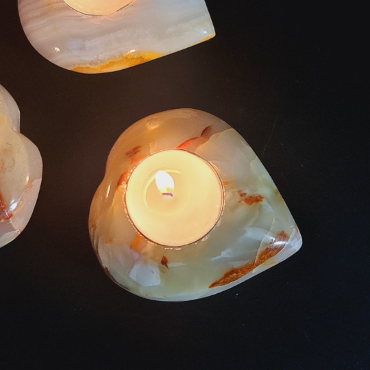 Onyx Tea Light Holder - Heart