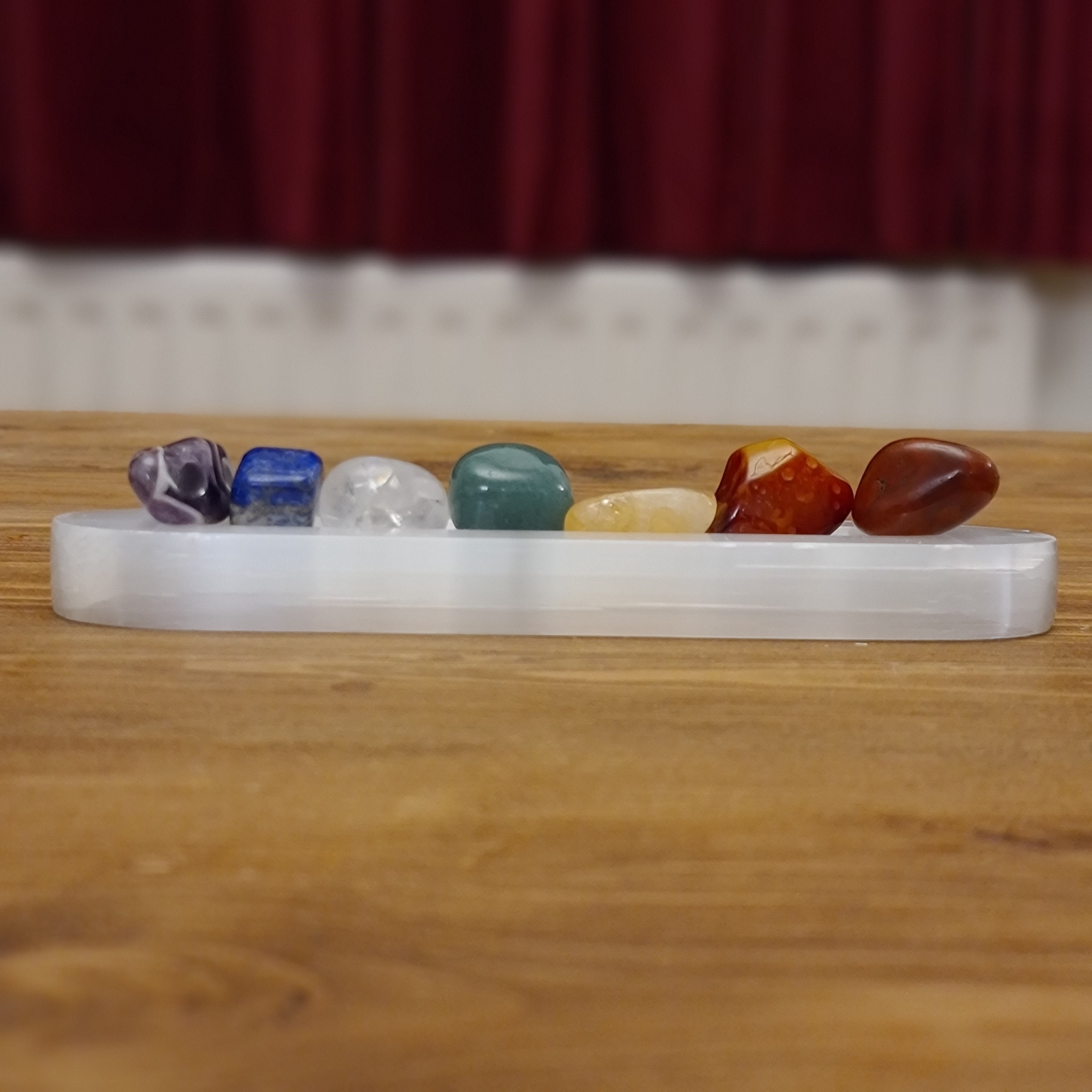 Selenite Charging plate with chakra stones