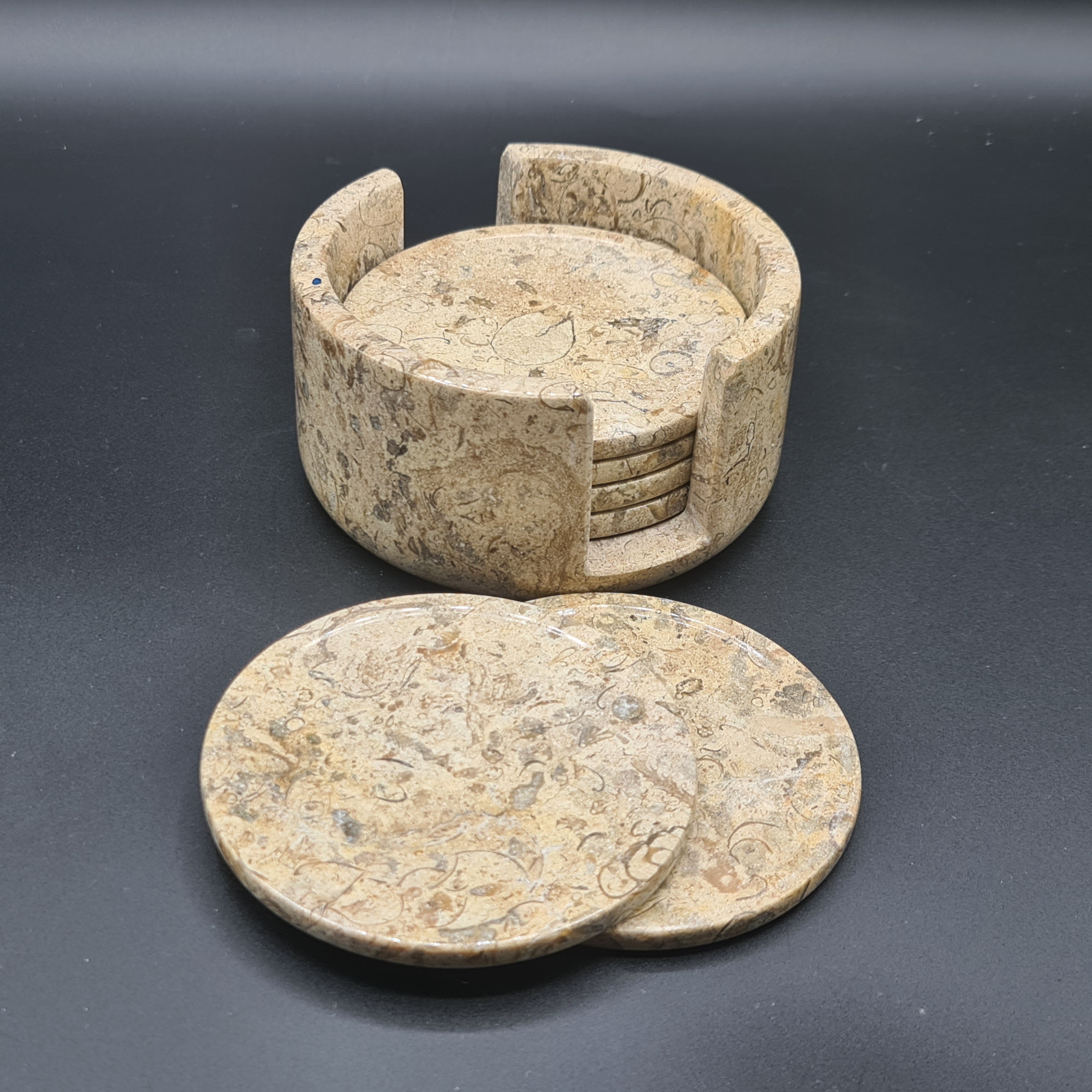 Fossil Marble (Onyx) Tea Coasters - Set of 6